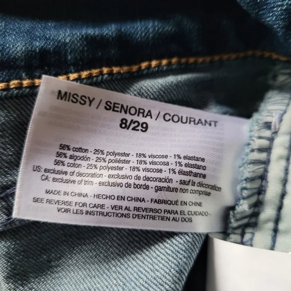 Vintage x America two-tone blue jean distressed front split skirt - Picture 6 of 8